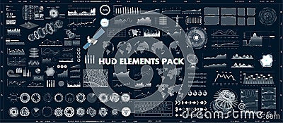 HUD design elements set for UI UX GUI projects Vector Illustration